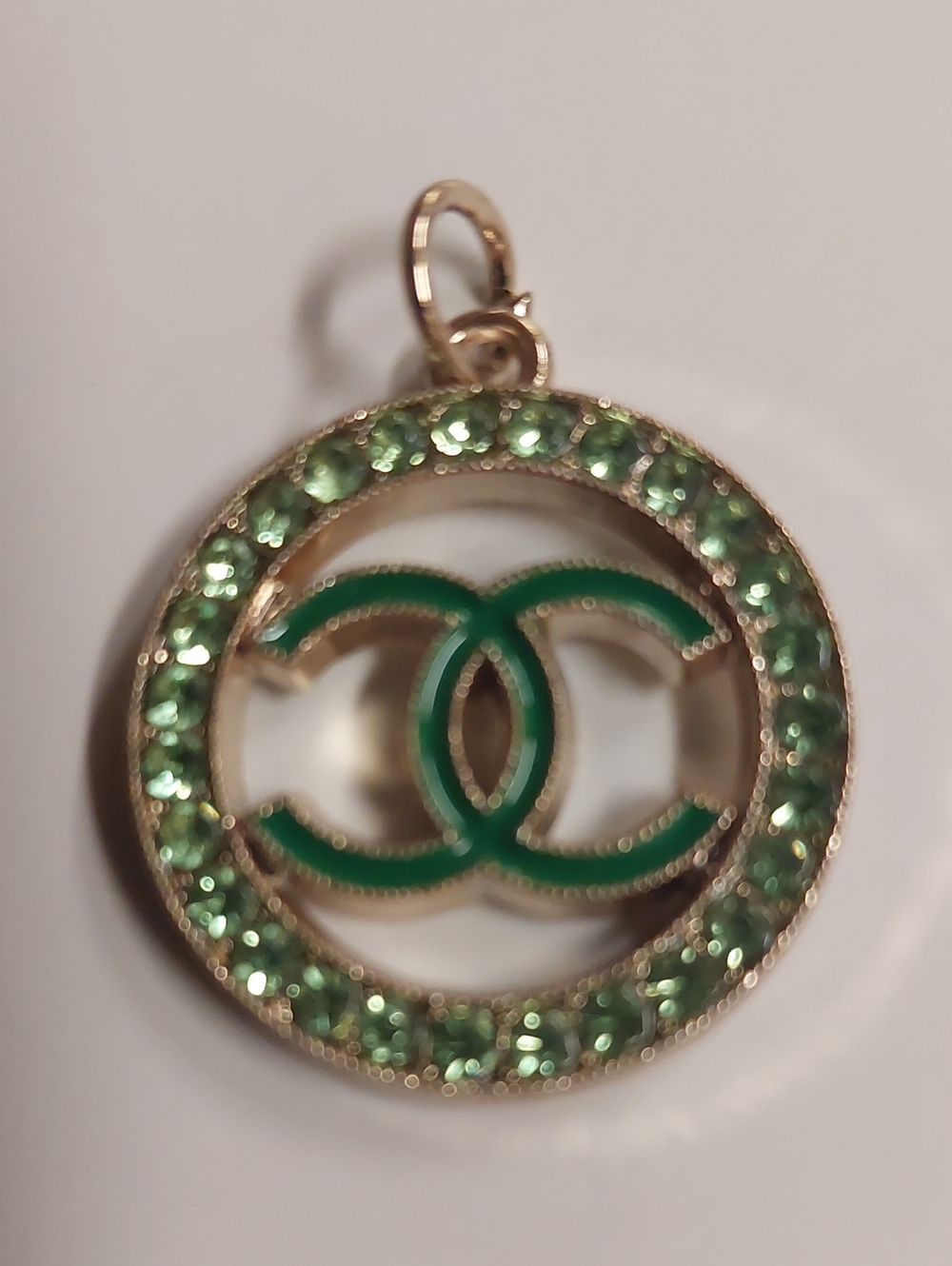 CC Green Crystal Circle Pendant Charm